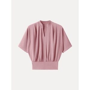 NWT OGL‎ Peach Pink Stand Collar Vneck Kimono Short Sleeves Top Blouse Womens XS